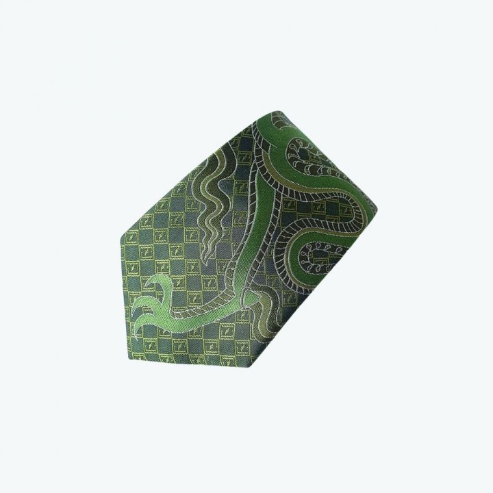 Tie with Emerald Dragon Pattern - 146*7 cm